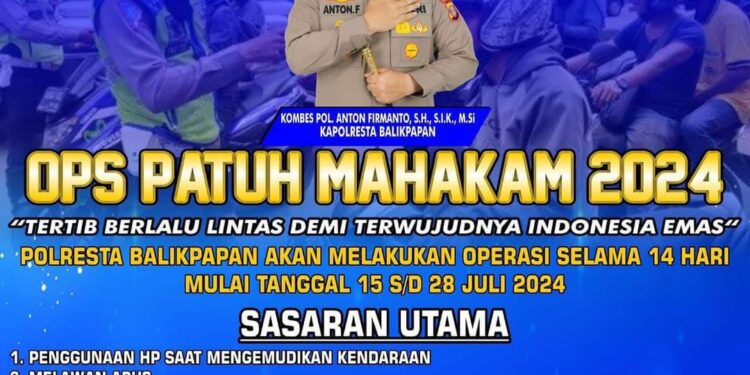 Satlantas Polresta Balikpapan Gelar Operasi Patuh Mahakam 2024 Selama Dua Minggu