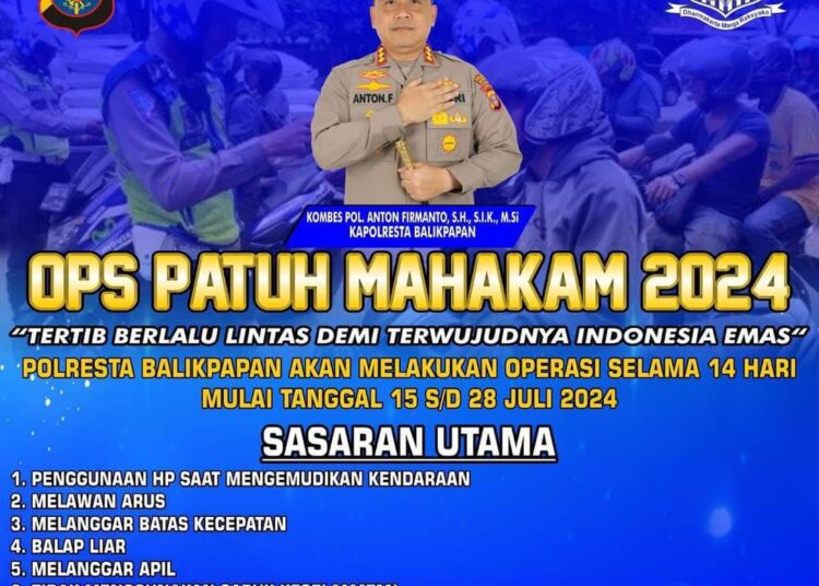 Satlantas Polresta Balikpapan Gelar Operasi Patuh Mahakam 2024 Selama Dua Minggu