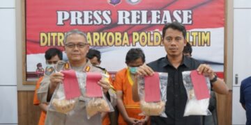 Empat Kurir Ditangkap Polda Kaltim, Sabu Disembunyikan di Selangkangan