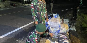 Satgas Pamtas Yonarmed 11 Kostrad Kembali Gagalkan Penyelundupan Miras di Perbatasan Sebatik
