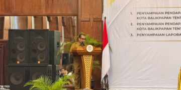 Penyampaian laporan Sekretaris Daerah (Sekda) Kota Balikpapan, Muhaimin
