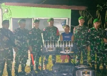 Gagalkan Penyelundupan 360 Botol Miras, Satgas Pamtas RI–Malaysia Perkuat Pengamanan Perbatasan di Malinau